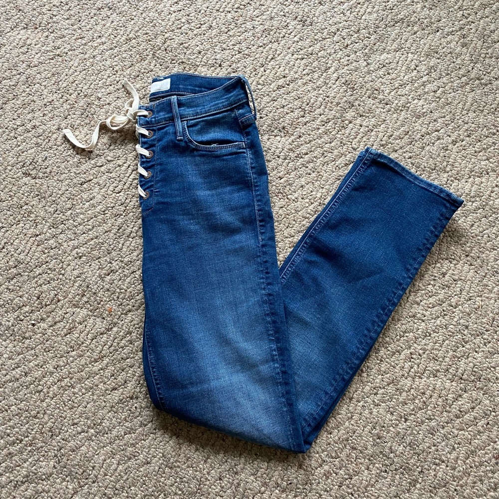 MOTHER Anthropologie Denim The Laceup Dazzler Ankle Size 25 Jeans